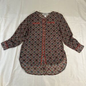Nick & Me Sheer Button Up Tunic Blouse, Women's SZ: M